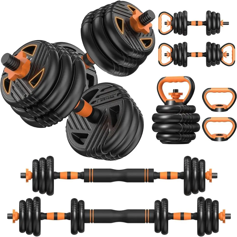 

5 In 1 Adjustable Dumbbell Set With Connector Multi Lbs Fitness Weights For Barbell Kettlebell Home Gym Daily Workout
