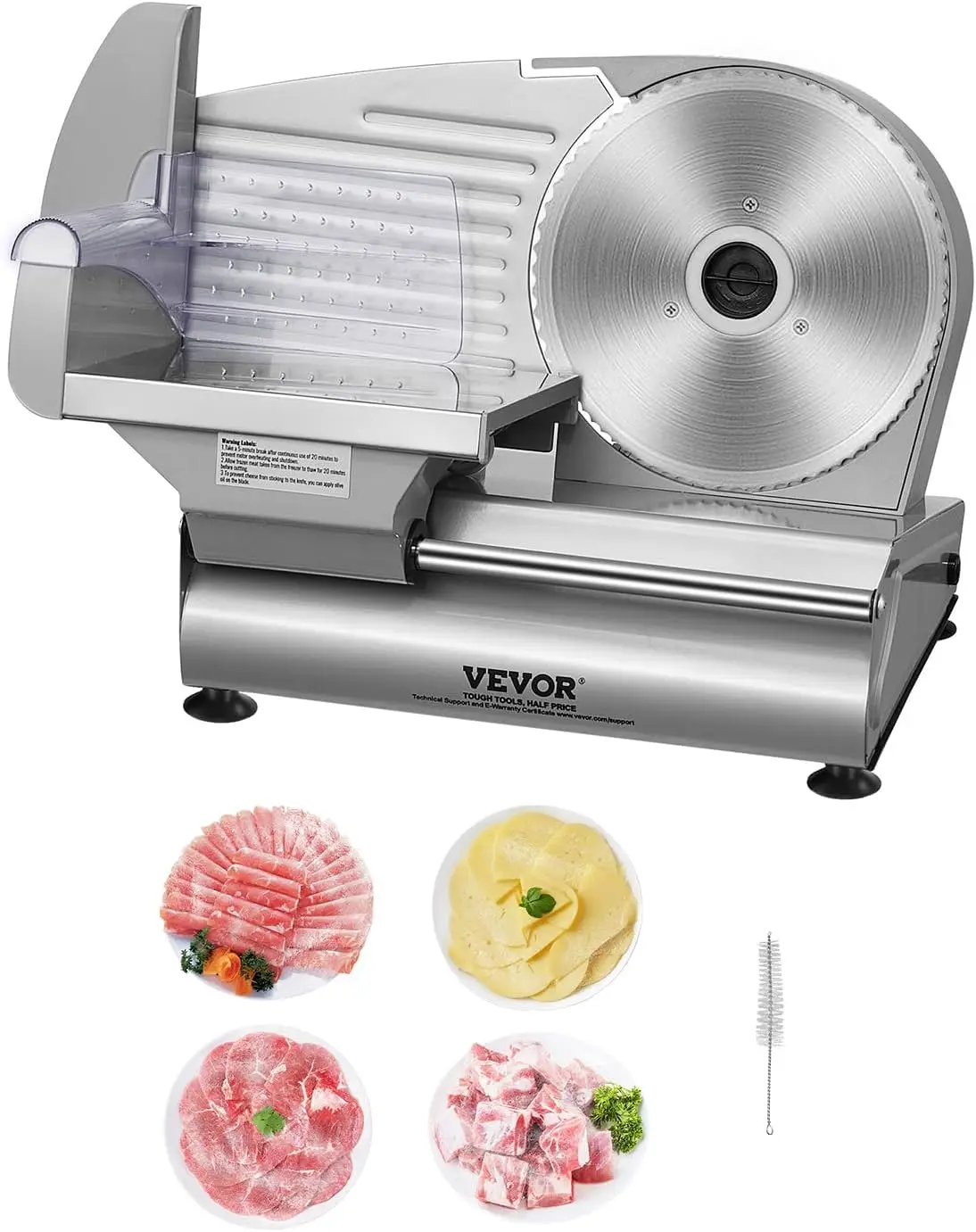 

180W Electric Deli Food Slicer with 7.5" Premium Blade, Adjustable Thickness 0-0.6", ETL Certified for Home Use
