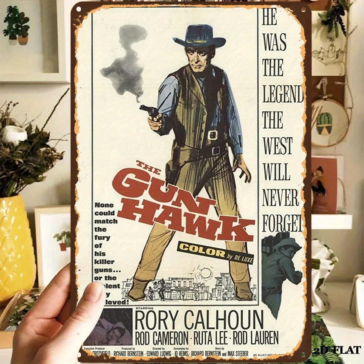 Vintage Western Movie Poster Metal Tin Sign - Rory Calhoun's 