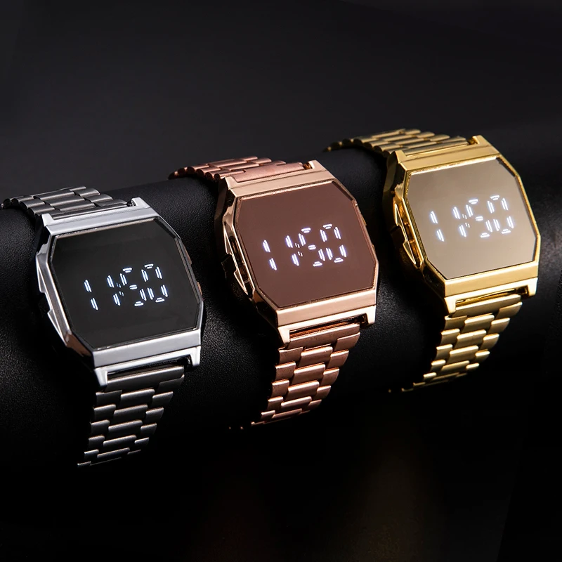 Relojes táctiles de lujo para hombres, reloj de pulsera Digital de acero inoxidable para negocios, multifunción, LED, reloj electrónico deportivo