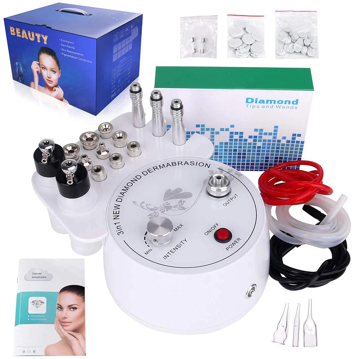 3 in 1 Diamond Machine Facial Care Machine Microdermabrasion Device with Vacuum Spray for Salon Personal Home Use Brighten Skin