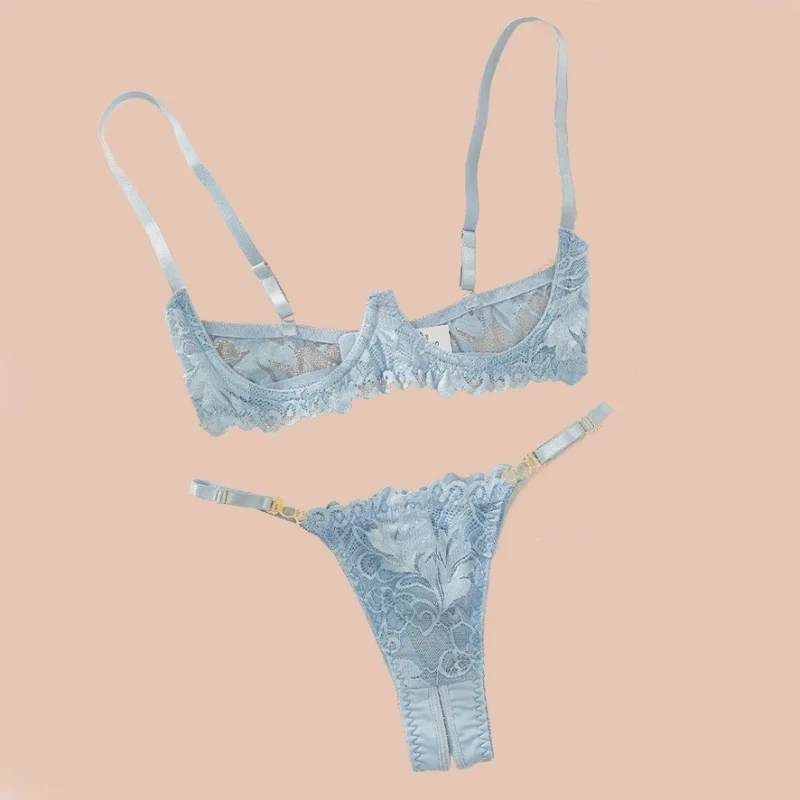 

Tornova Adult Sexy Lingerie Set Low-Cut Breast-Exposing Lace Embroidery See-Through Sexy Open-Back No-Removal Wear Underwear New