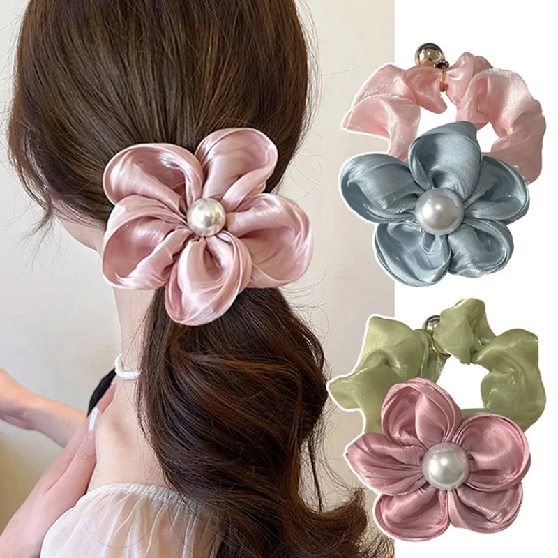 Premium pearl flower hair tie, durable headband, versatile large intestine loop, high elasticity hair tie Elastic band