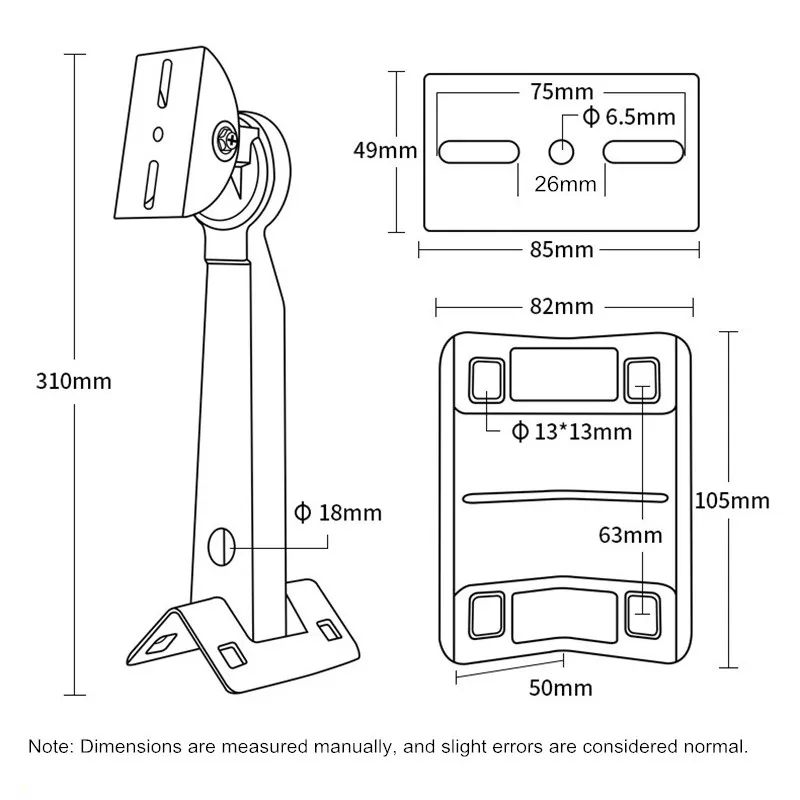 Aluminum CCTV Camera Bracket Cylindrical Pole Hoop Bracket Right Angle Outer Wall Corner Bracket Mounting Support Stands Holder