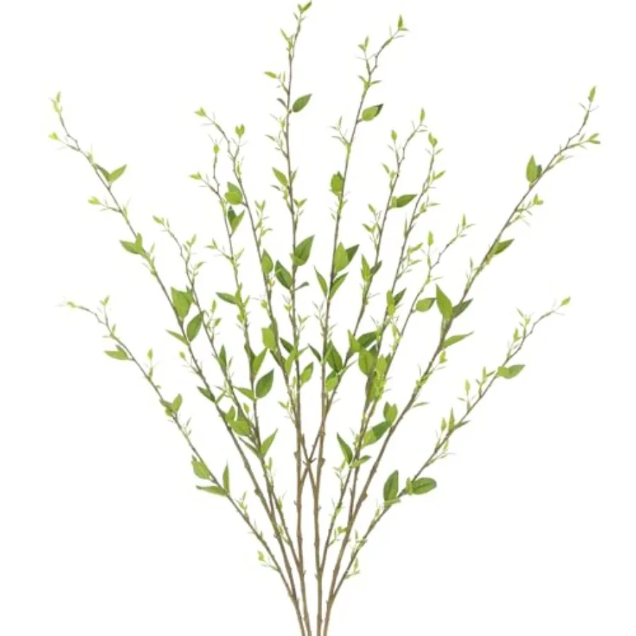 

4Pcs Artificial Branches with Leaves Green 37" Faux Greenery Stems for Vase Filler Fake Ficus Twig Plants for Home Indoor Tall