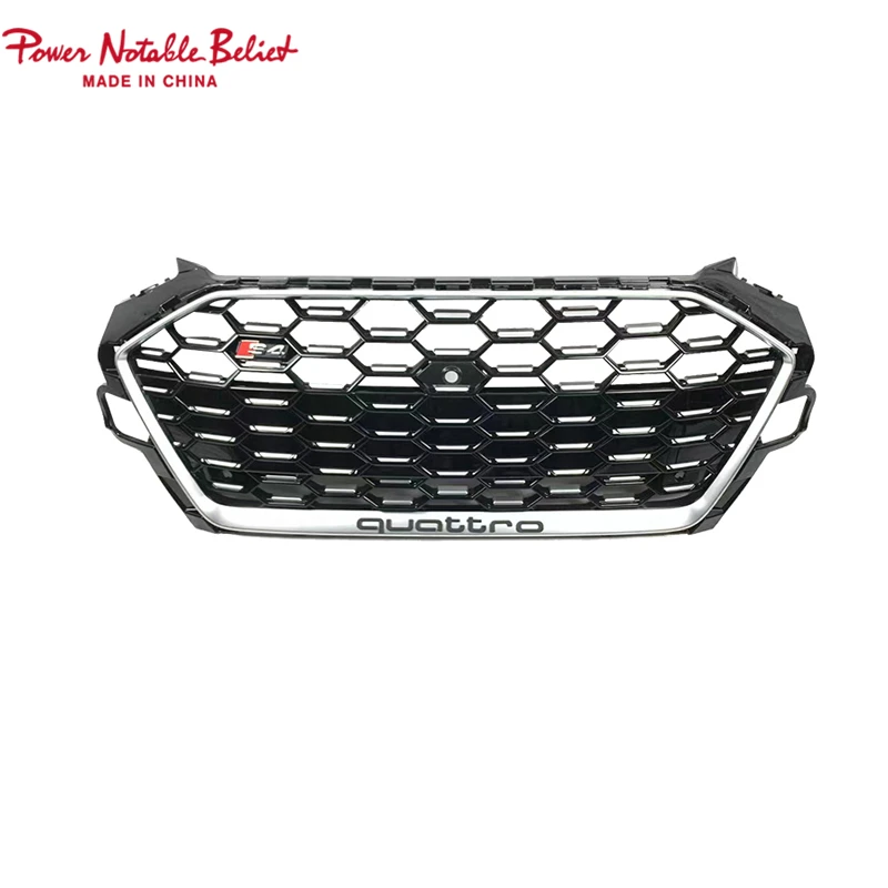 Front grill fitment for Audi A4 S4 B9.5 A4L modification grille change to S4 style glossy black 2020 2021 2022 2023 2024