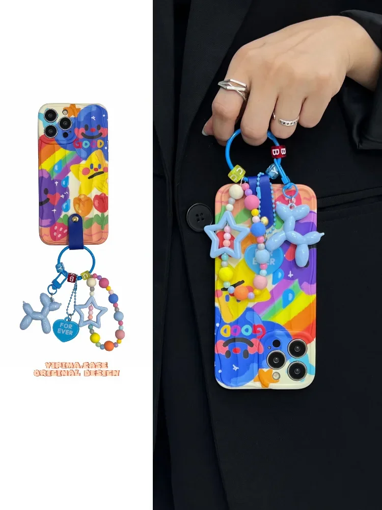 New Product Suitable for iPhone 14promax Night Sky Star Dog Pendant Case 13pro 12 Color Building Block Chain 11 Protection Cover