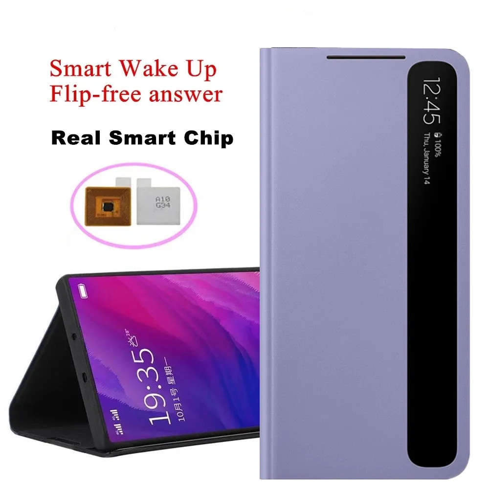 Free-flip Window View Smart Chip Phone Case For Samsung Galaxy S21 Plus S21+ S21 Ultra Flip Leather Case For Galaxy S21