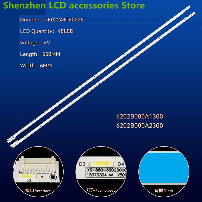Pour 50 pouces TCL Sharp LCD-50MY63 LC-50U30T LCD-50DS6000A 6202B000A2300 550MM 6V 48LED 100% Nouvelle bande de rétroéclairage LED