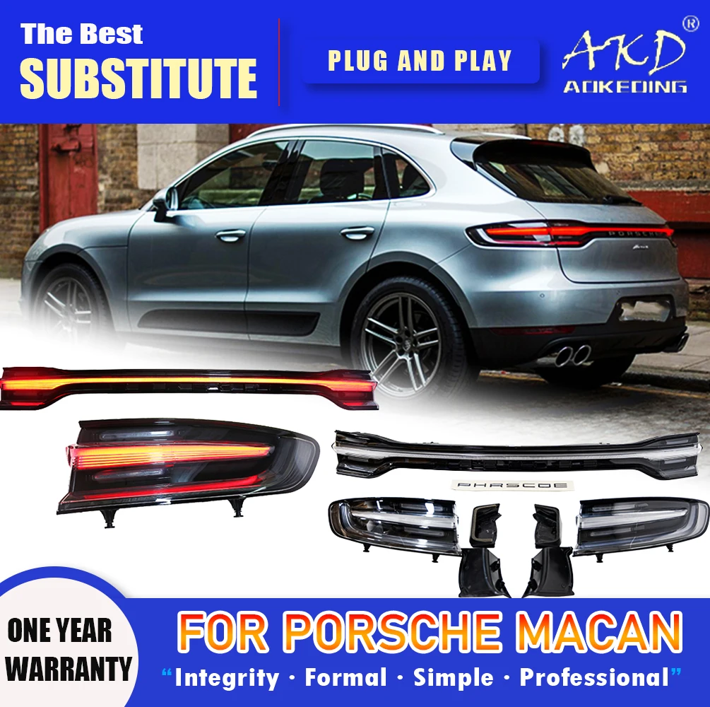 AKD Tail Lamp for Porsche Macan LED Tail Light 2014-2017 Macan Rear Fog Brake Turn Signal Automotive Accessories