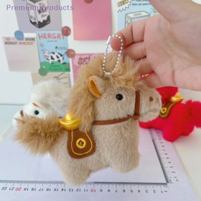 1개입 새해 장식 여성용 패션 액세서리 플러시 말 열쇠고리 가방 자동차 펜던트 보석 가방 및 선물