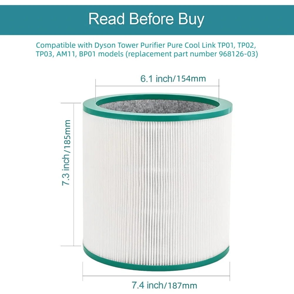 Para Dyson Pure Cool Link TP01, TP02, TP03, AM11, BP01 purificador de aire de torre filtro HEPA número de pieza de repuesto 968126-03