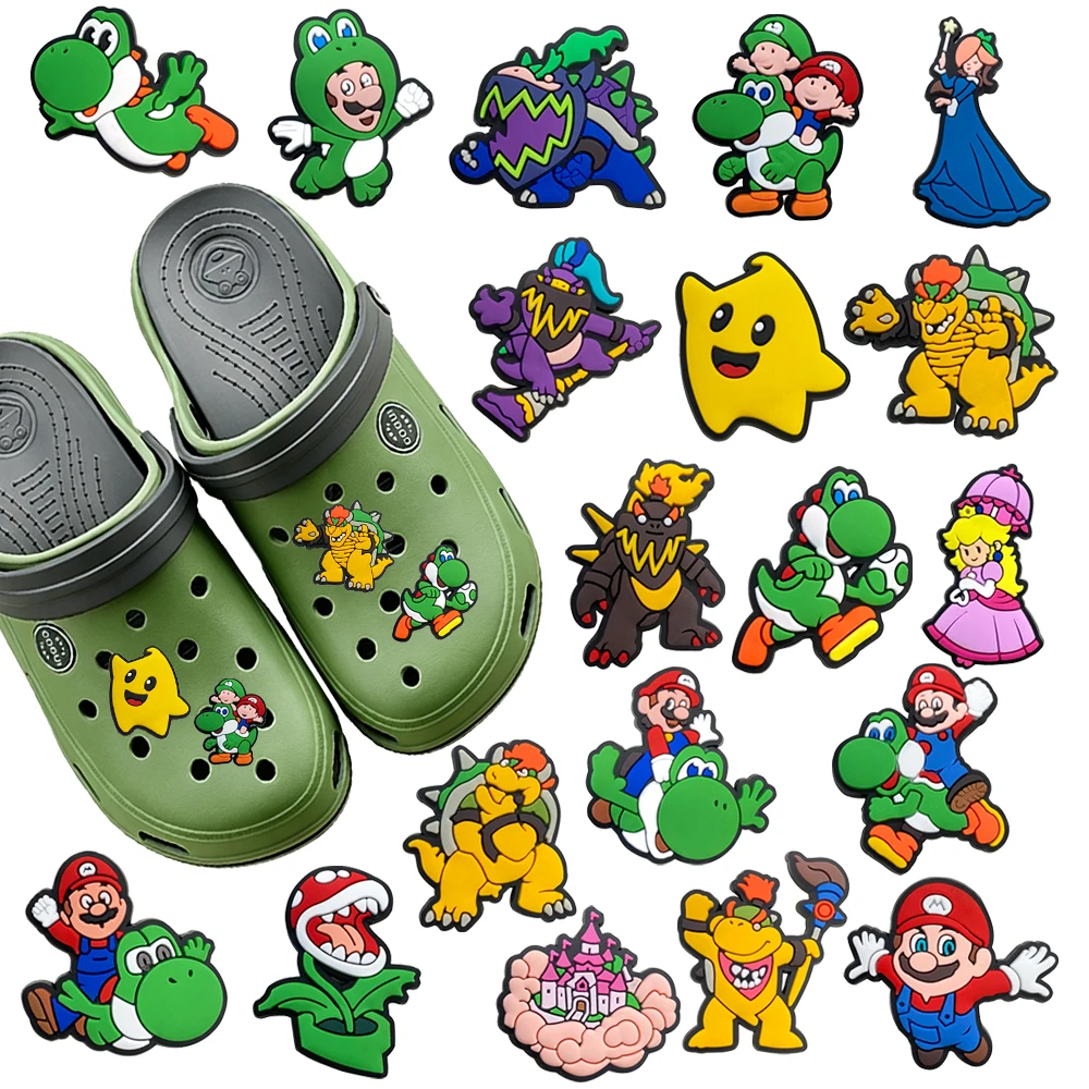 1-100 piezas de accesorios de PVC para zapatos con personajes clásicos de dibujos animados de Potdemiel, decoraciones de PVC para sandalias y pulseras, hebillas, regalos para fiestas