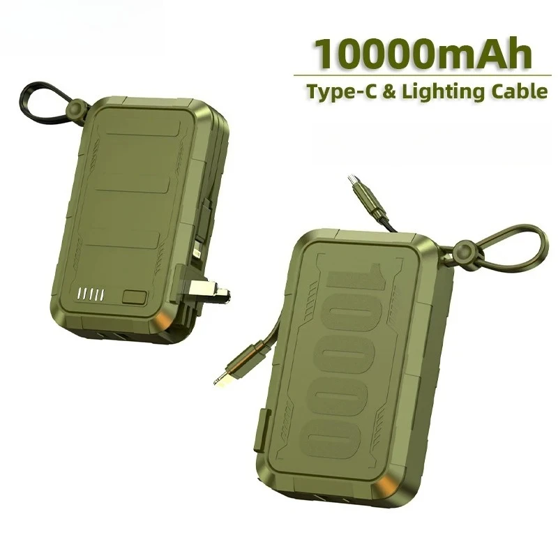 

Блок питания емкостью 10000 мАч со встроенной вилкой и двумя кабелями, сверхбыстрая зарядка, зарядное устройство для мобильного телефона PD22.5W