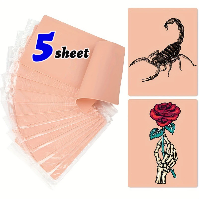 1-5pcs Tattoo Blank Practice Skin Double-Sided Silicone Eyebrow Tattooing Permanent Makeup Beginner Fake Skin Exercise Tool Pink