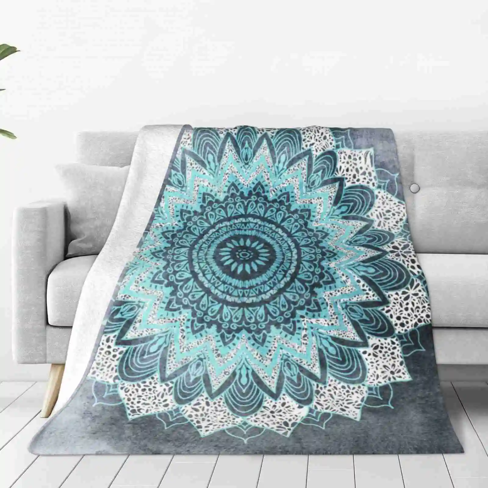 

Bohochic Mandala In Blue Air Conditioning Soft Blanket Watercolor Mandala Bohemian Chic Romantic Blue White Bohostyle