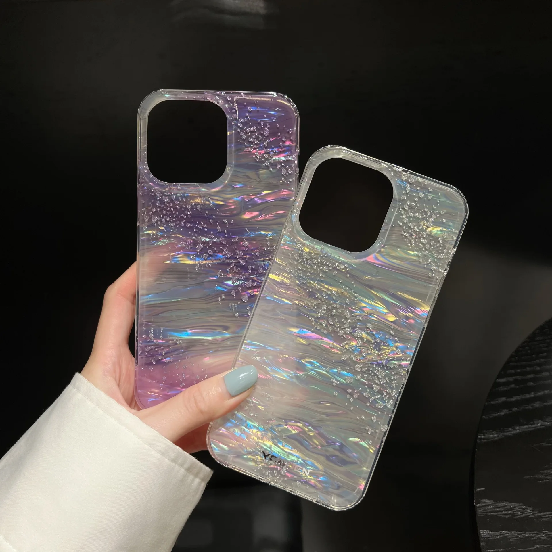 

Rainbow Seashell Glitter Phone Case for iPhone 16 Pro Max/16 Pro/16 - Sparkly Glitter Design, Perfect Gift for Girls