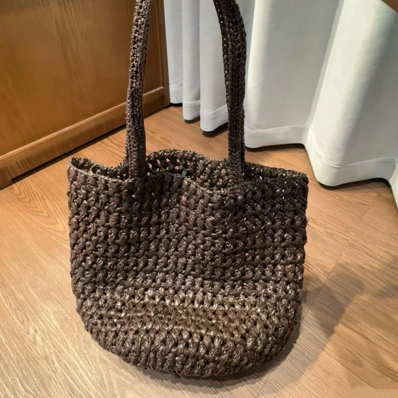 

Handwoven Straw Tote Bag For Women Casual Summer Beach Bag Minimalist Woven Shoulder Bag Lightweight Stylish Vacation Handbag