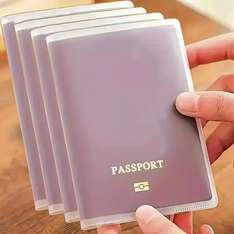6PCS Passport Protective Cover Transparent Frosted, PVC Material Waterproof Document Case