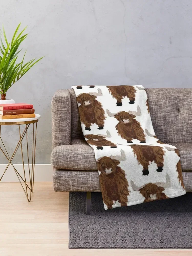 Highland Cow Throw Blanket Multi-Purpose Soft Plaid Retros For Sofa Thin Blankets