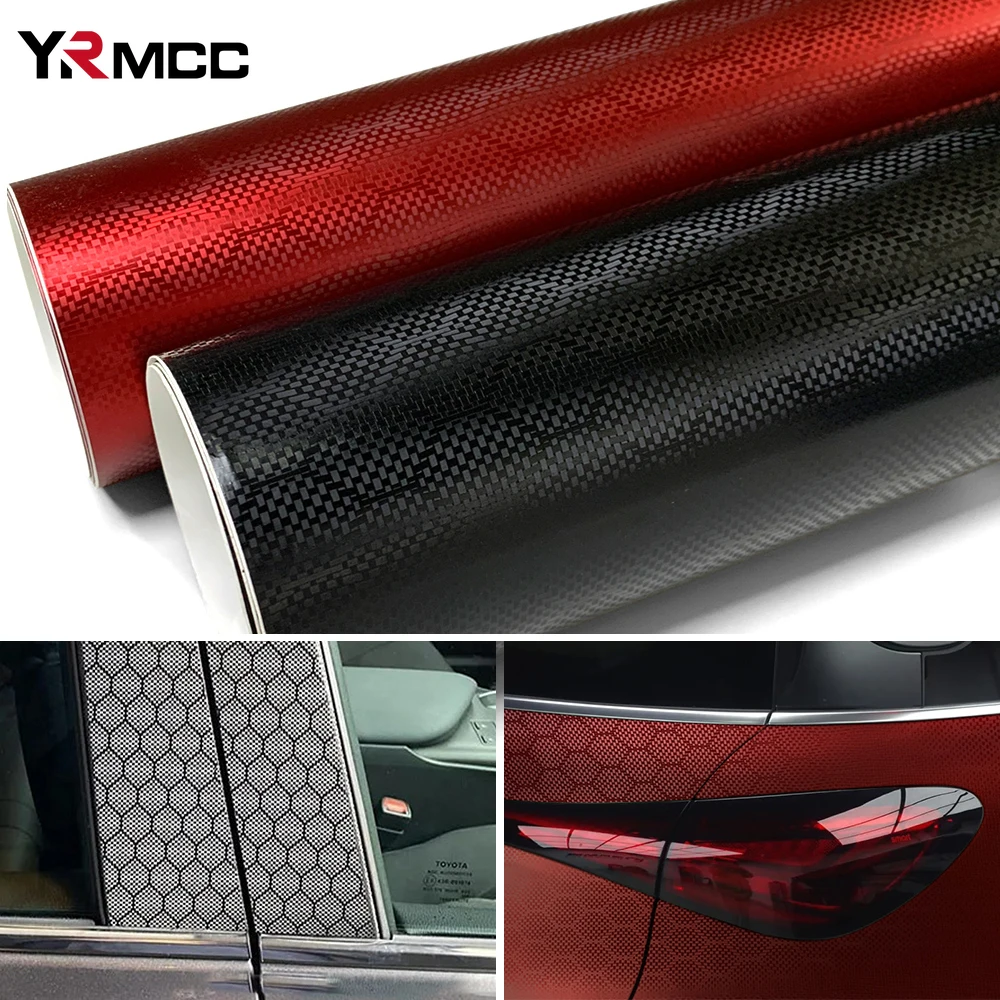 

50*300cm Car Stickers Glossy Black Silver Red Forged Carbon Fiber Vinyl Wrap Film Hood Adhesive Vinyl for Motorcycle Car Sticker