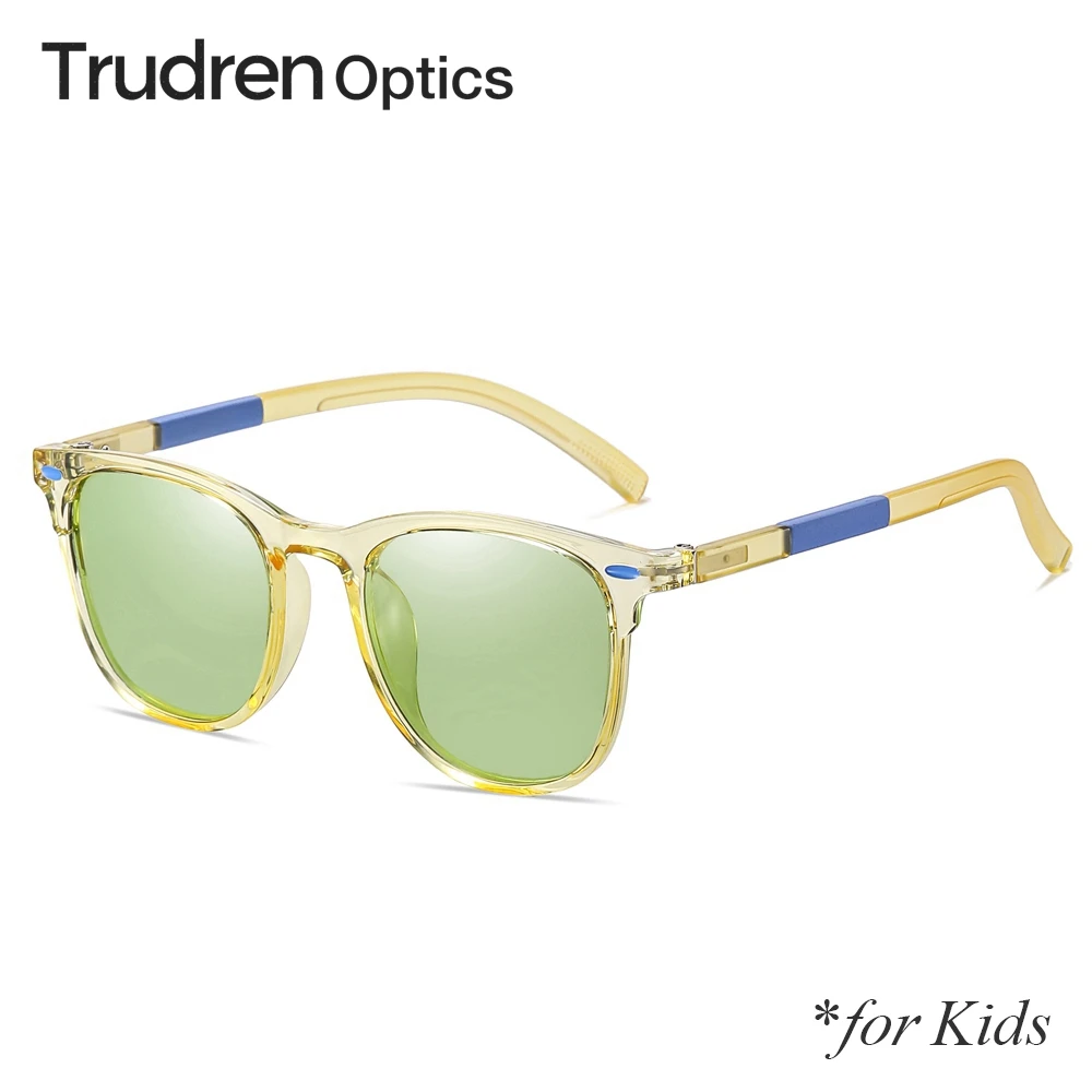 Trudren Kids Cute Square Sunglasses for Boy Girl Polarized Sun Glasses Childrens TR90 Horn Rimmed Sunglass Flexible Hinges 2001