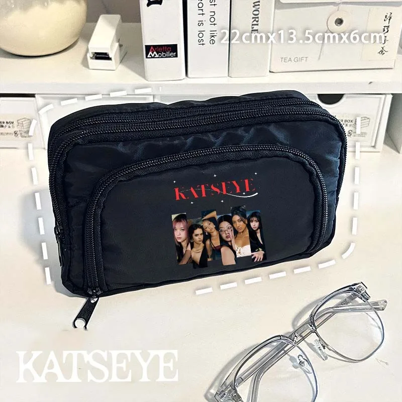 

Модный K POP K-KATSEYE пенал для девочек, милая большая вместительная сумка для ручек, студенческая портативная сумка для канцелярских принадлежностей, подарки для школы, новинка