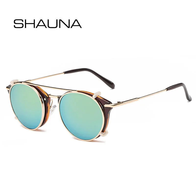 Shauna レトロ女性スチームパンクサングラスブランドデザイナー分離可能レンズファッションメンズパンクメガネ UV400