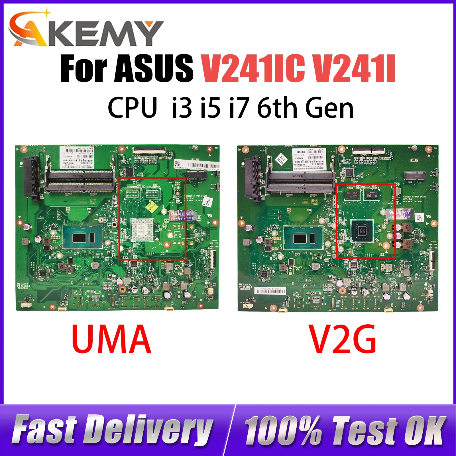 

V241IC Motherboard For Asus V241I V241IC Main board of All-in-one Machine With 4405U 4415U I3 I5 I7 CPU 930MX Tested OK