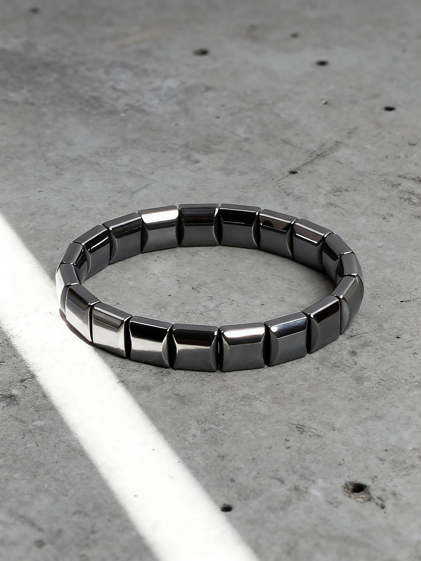 Natural Stone Hematite Bracelet Arc Square Beads String Unisex for Vigour & Protection & Grounding Healthy Unisex Jewelry Gifts