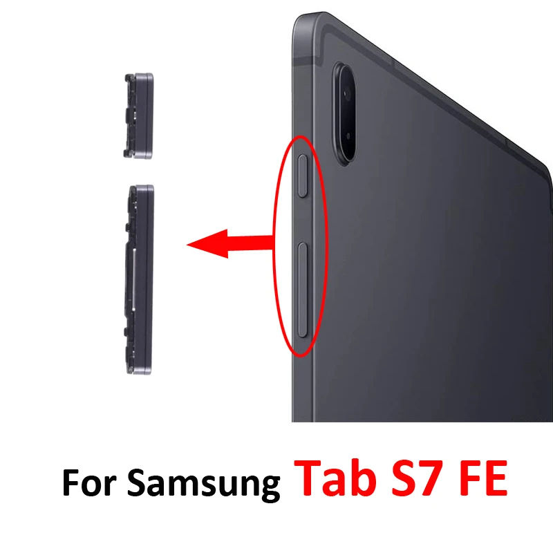 Для Samsung Galaxy Tab S7 FE T730 T733 T735 T736, корпус телефона, кнопка питания и громкости ВКЛ./ВЫКЛ., Боковая кнопка вверх/вниз, черный