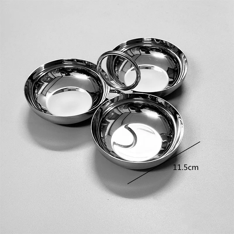 

Three Grid Stainless Steel Bowl with Handle, Fruit Plate, Snack Platter, Dessert, Tableware, Party Decoration Storage Tray