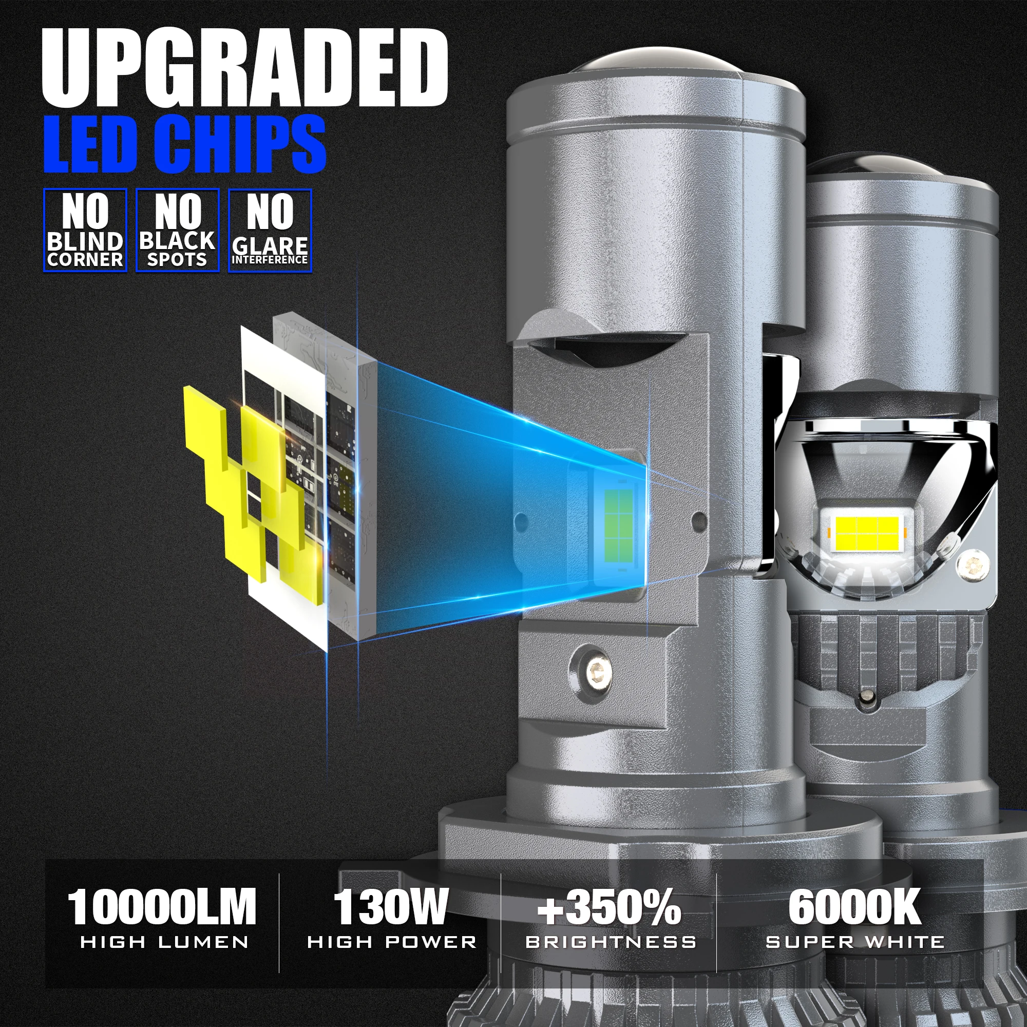 DZTR 2 قطعة H4 جهاز عرض (بروجكتور) ليد سيارة صغيرة المصابيح الأمامية 6000K LED عدسة صغيرة العارض H4 جهاز عرض صغير عدسة كشافات LHD RHD 12v24v