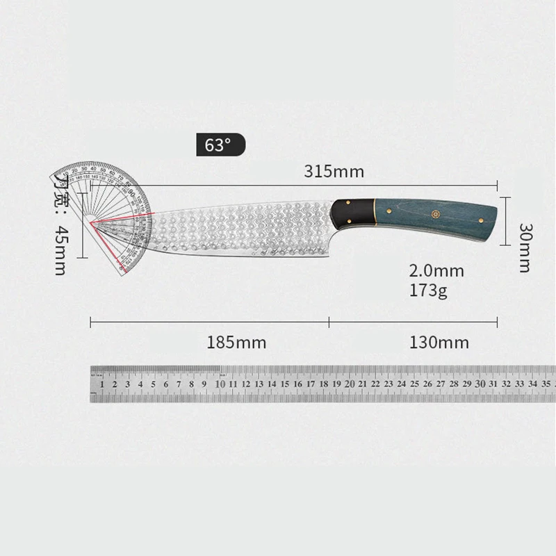 Imagem -02 - Damasco Aço Chef Faca 67 Camadas Vg10 Lâmina Cabo de Madeira Cutelo Cortando Facas de Cozinha para Cortar Legumes e Carne 73
