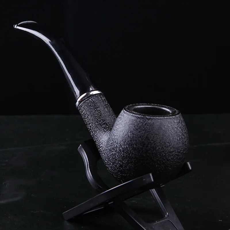 Retro Black Frosted Old-fashioned Men\'s Tabacco Pipe Curved Bakelite Durable Resin Filter Pipe Cigar Pipes Smoking Pipe