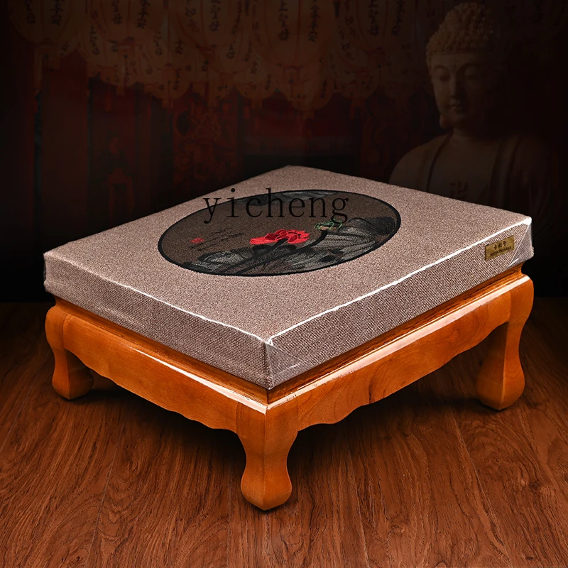 XL solid wood linen kneeling mat household worship kowtow mat floor cushion new Chinese style