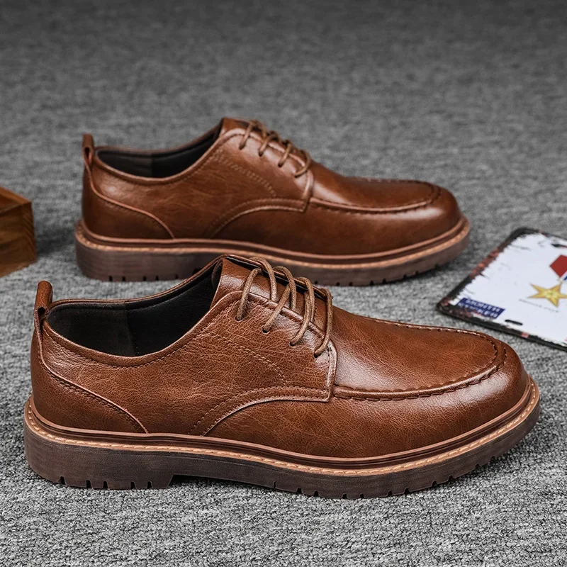 

Autumn New Men Shoes 2025 Fashion Brogue Casual Shoes Genuine Leather Shoes for Men Work Boots Business Casual Sneakers Zapatos