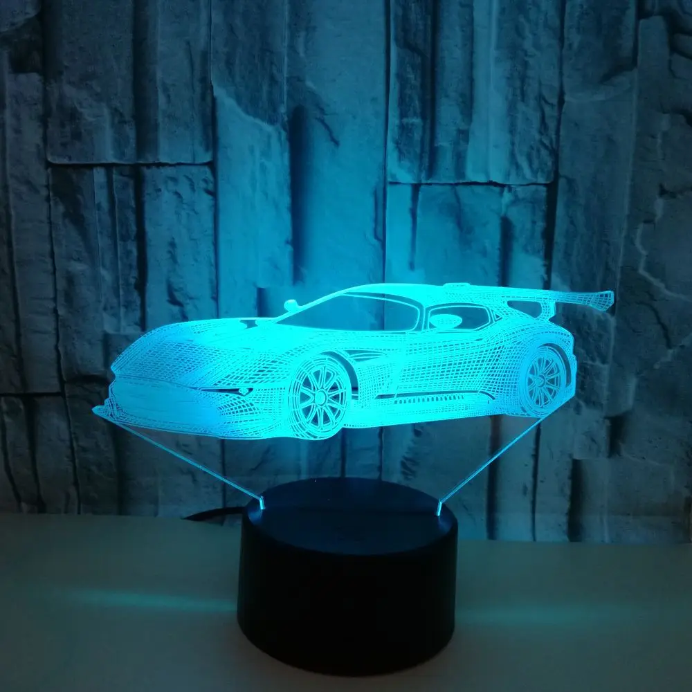 Creative Car 3d Night Lamp Colorful Touch Remote Control Table Lamps For Living Room Sports Car 3d Acrylic Table Lamp