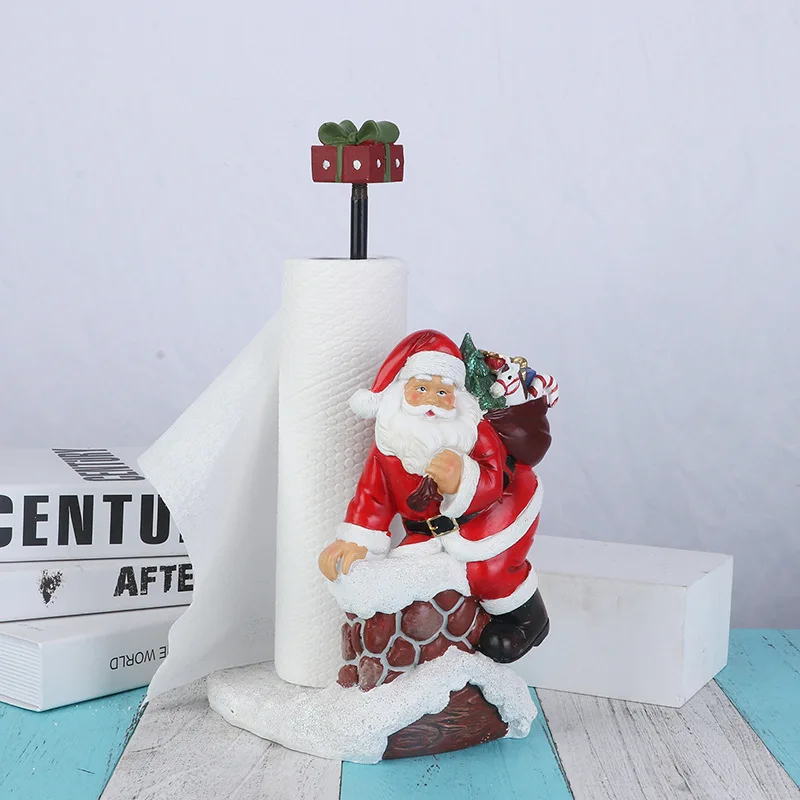 

Santa Claus Holiday Decoration Ornaments Christmas Dining Table Tissue Holder Kitchen Roll Paper Holder Vertical Non Punching