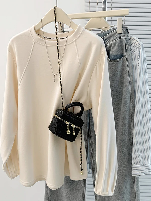 Design coreano Thi Warm round Ne Felpa con cappuccio Strato base da donna irt T-irt Autunno Inverno Nuovo Sle Versatile Comodo sudore...