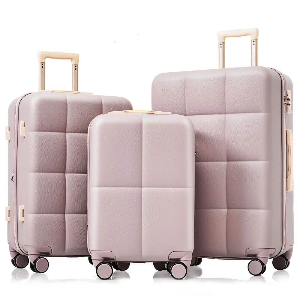 

3 Piece Solid Color Travel Luggage Set Airline Certified Carry-on ABS Hard Shell with Cup Holder & Spinner Wheels