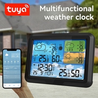 TUYA Weather Clock  Indoor Outdoor Temperature And Humidity Detector Multi-Function Weather Station WIFI EU Plug