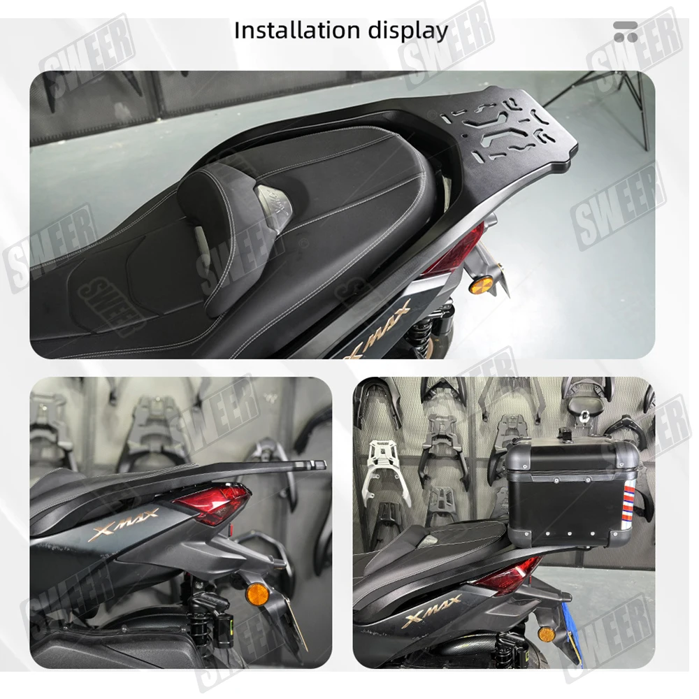 Motorcycle Aluminum Alloy Rear Cargo Luggage Rack Compatible With Yamaha XMAX300 2017-2026 Extended Carrier Tail Box Bracket