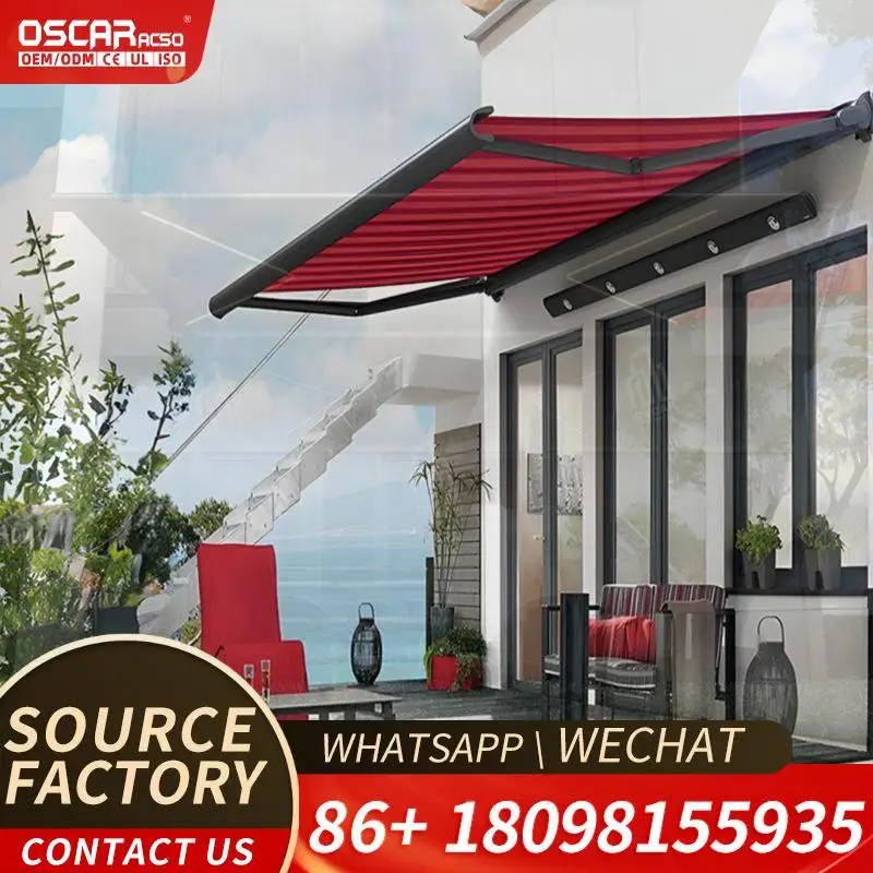 Wireless Remote Controlled Motorized Retractable Electric Folding Awnings for Patio Garden Balcony Outdoor Sun Protection Retrac