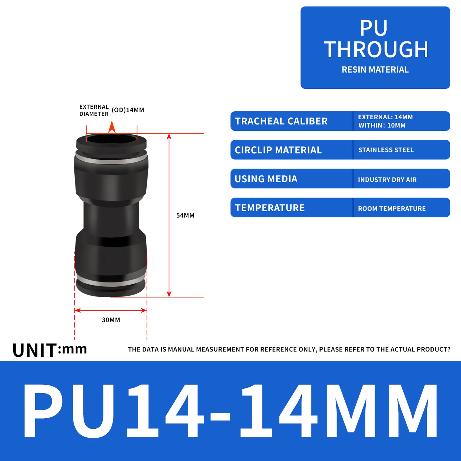 

10Pcs 14MM ID Hose Connector Straight 2 Ways Push to Connect Tube Quick Fittings Push Lock