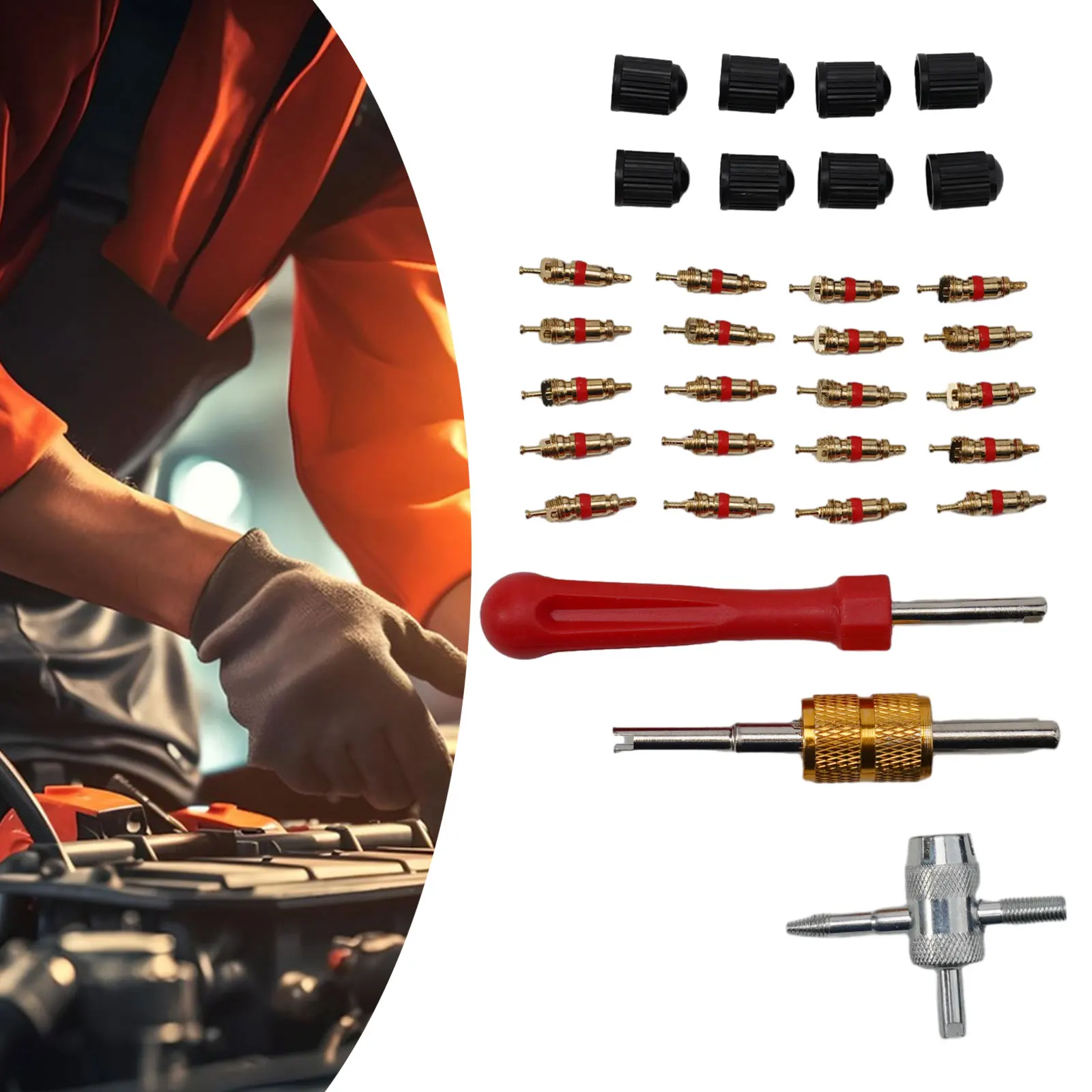 Tire Valve Repair Tools Accessories Car Repair Tools Kit Slotted Handle Useful Practical Replacement Brand New