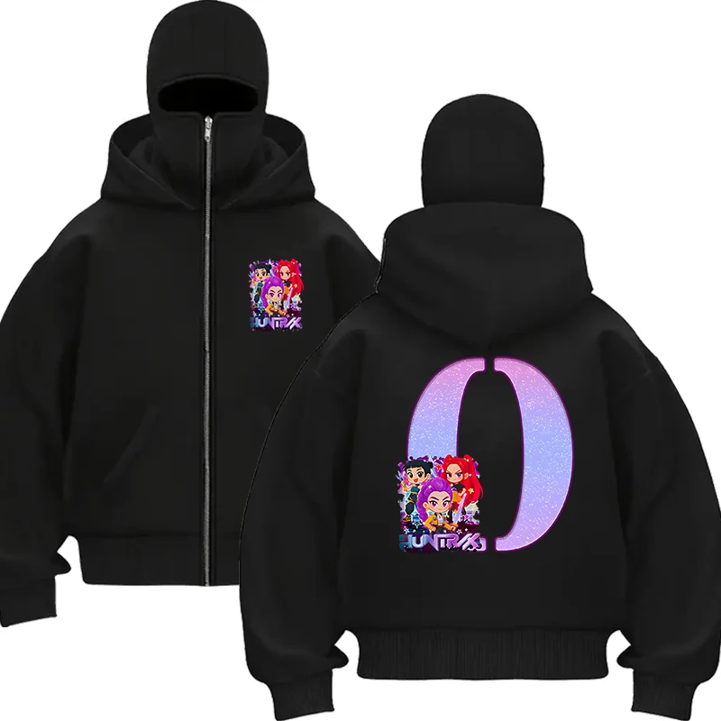 جديد 2025 كنزات نسائية Kpop Demon Hunters بسحاب وقلنسوة A-Z 26 أبجدية شتوية وخريفية للسيدات هيب هوب بأكمام طويلة مع قلنسوة
