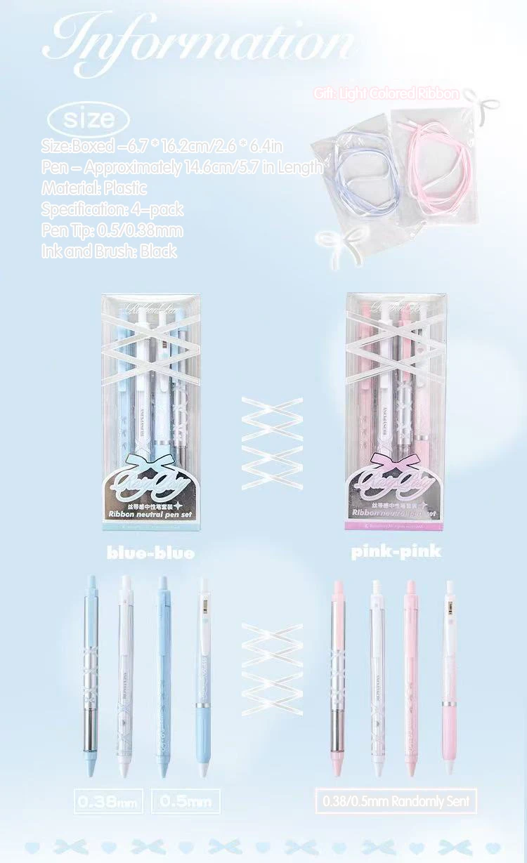 4er-Pack Ballett-Riemen-Stift mit Fragezeichen, Ins-Style Schüler-Druckstift 0,5 mm, Viererpack Schwarzer Neutralstift, Schreibwaren – Detail 3
