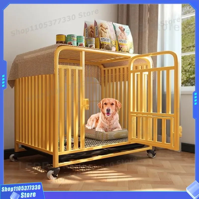 Large Dog Cage for Golden Retriever Labrador Indoor Pet Kennel Medium Size Polygonal Metal Crate for Household Small Dogs