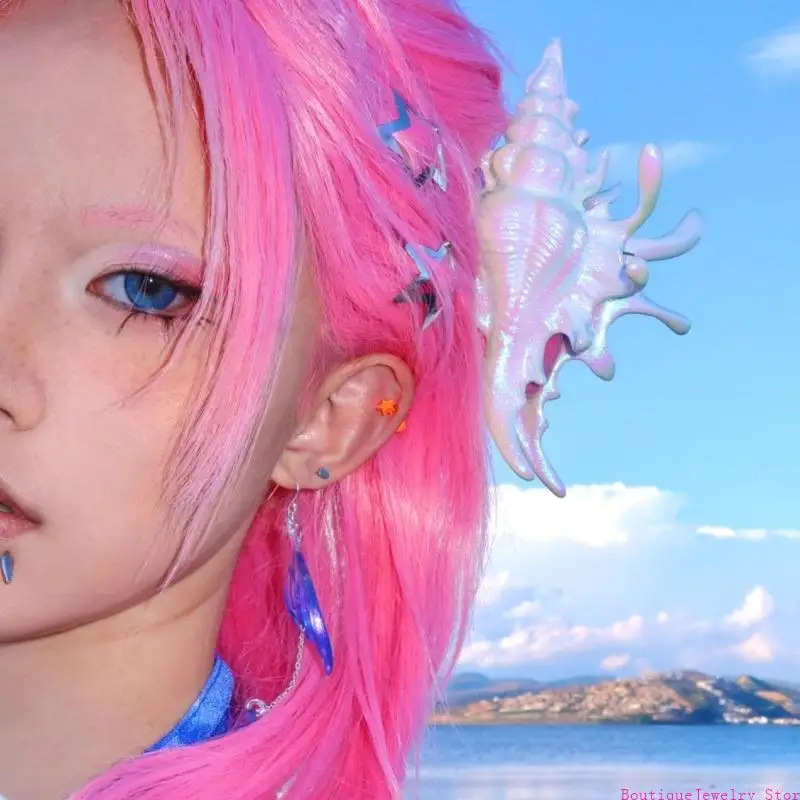 E1PE Elegant Conch Design Metal Hair Clip Secure Grip Y2K Hair Accessories Women